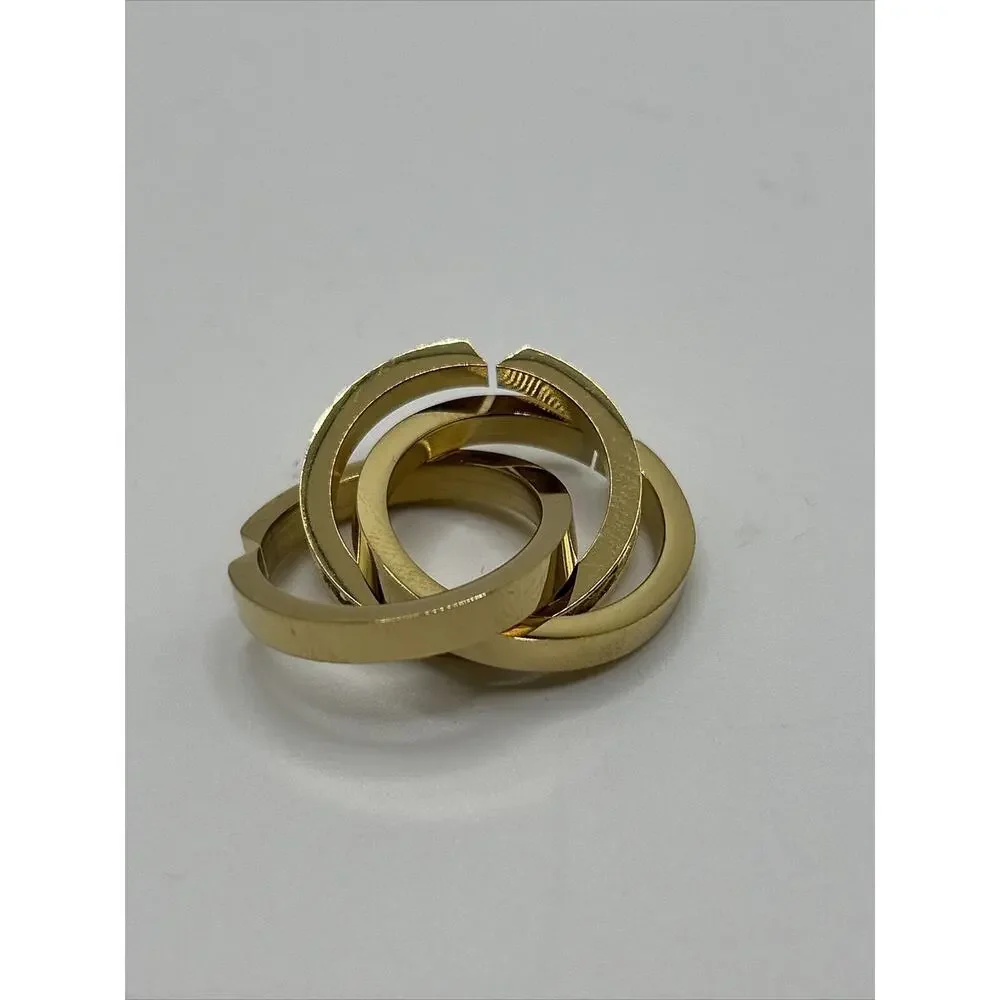 Vita Fede Ring Size 7.5 Cassio Pave‎ Multi Stacked Goldtone Interchangeable NWT